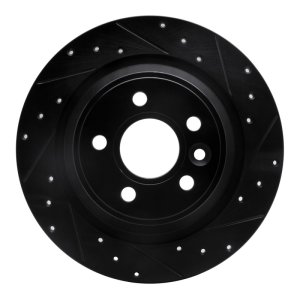 Ford Focus RS Brake Rotor (1) - Rear Right - R1 Concepts - Drilled & Slotted - Black - `09-`15